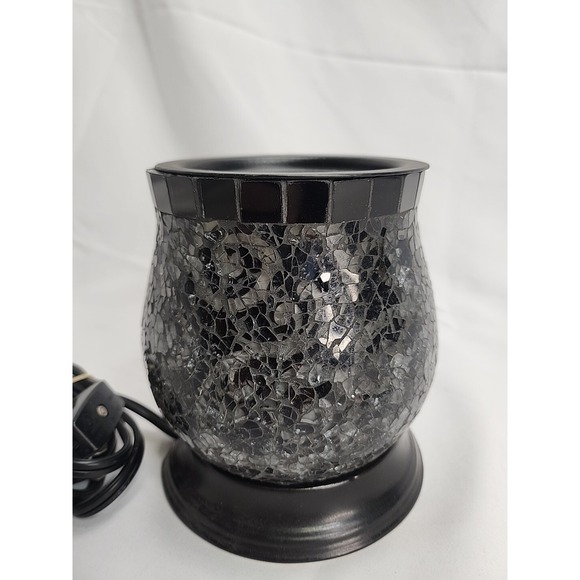 PartyLite Silver/Black Glass Swirl Wax Warmer Scent Glow Scentglow Electric - Picture 8 of 16